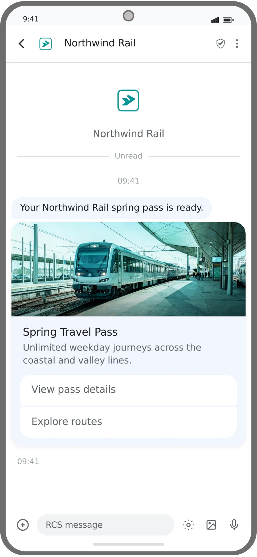 Android preview of the same sample RCS campaign in the GapLap review interface
